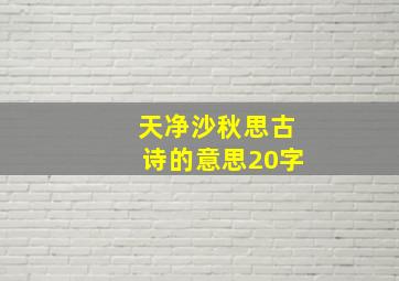 天净沙秋思古诗的意思20字