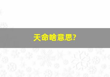 天命啥意思?