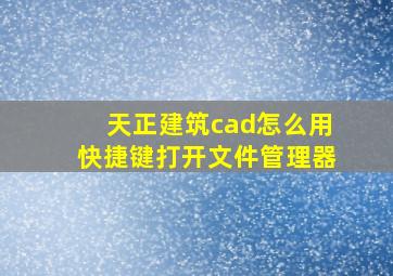 天正建筑cad怎么用快捷键打开文件管理器