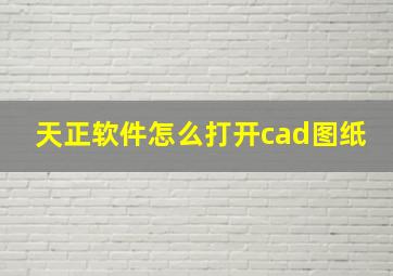 天正软件怎么打开cad图纸