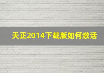 天正2014下载版如何激活