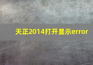 天正2014打开显示error