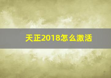 天正2018怎么激活