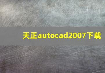 天正autocad2007下载