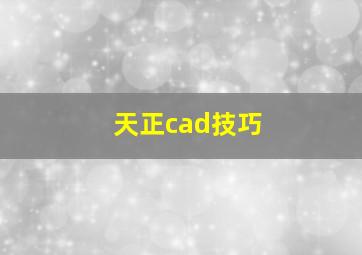 天正cad技巧