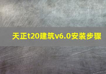 天正t20建筑v6.0安装步骤