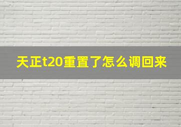 天正t20重置了怎么调回来