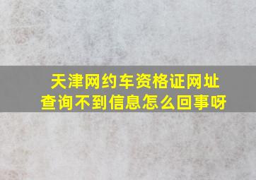 天津网约车资格证网址查询不到信息怎么回事呀