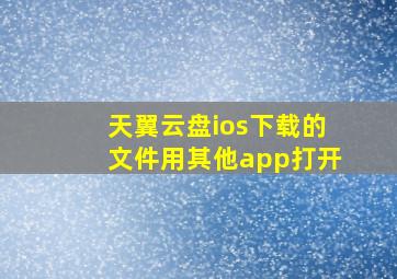 天翼云盘ios下载的文件用其他app打开