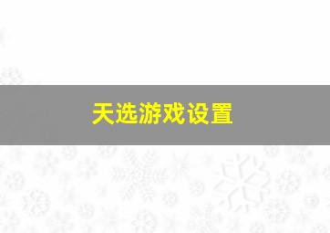 天选游戏设置