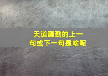 天道酬勤的上一句或下一句是啥呢