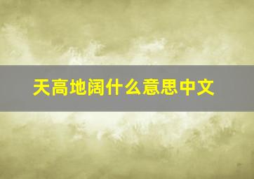 天高地阔什么意思中文