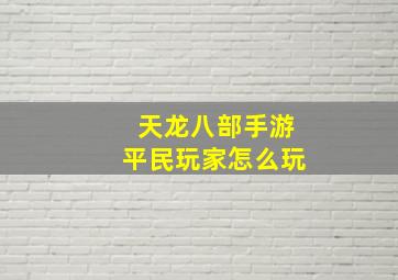 天龙八部手游平民玩家怎么玩