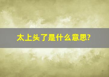 太上头了是什么意思?