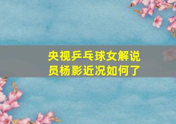 央视乒乓球女解说员杨影近况如何了