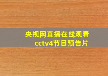 央视网直播在线观看cctv4节目预告片