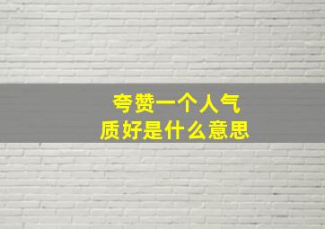 夸赞一个人气质好是什么意思