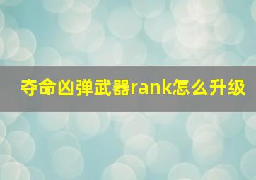 夺命凶弹武器rank怎么升级