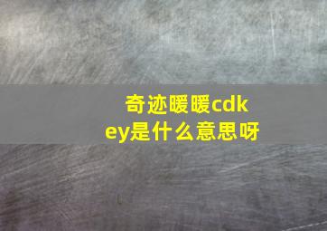 奇迹暖暖cdkey是什么意思呀