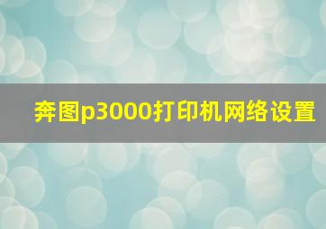 奔图p3000打印机网络设置