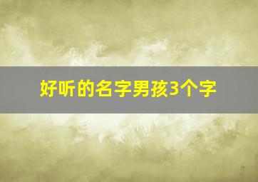 好听的名字男孩3个字