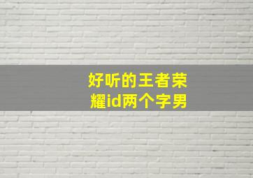 好听的王者荣耀id两个字男