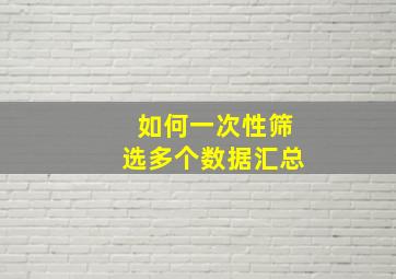 如何一次性筛选多个数据汇总