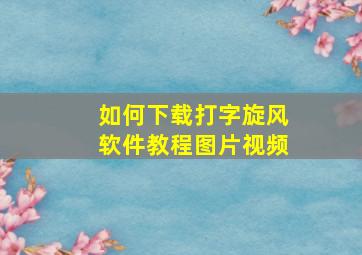 如何下载打字旋风软件教程图片视频