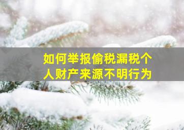 如何举报偷税漏税个人财产来源不明行为