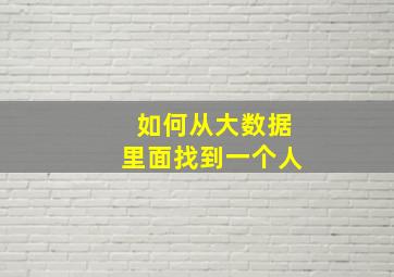 如何从大数据里面找到一个人