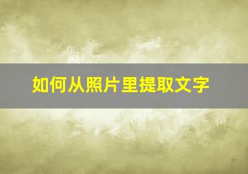 如何从照片里提取文字