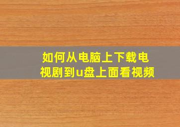 如何从电脑上下载电视剧到u盘上面看视频