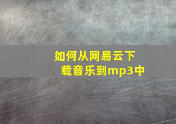 如何从网易云下载音乐到mp3中