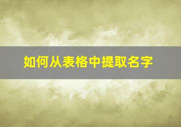 如何从表格中提取名字