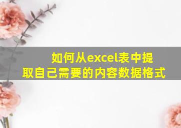 如何从excel表中提取自己需要的内容数据格式