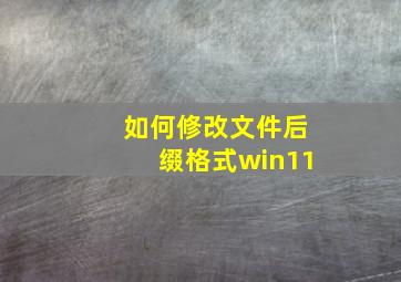 如何修改文件后缀格式win11