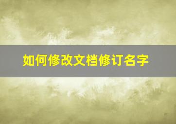 如何修改文档修订名字