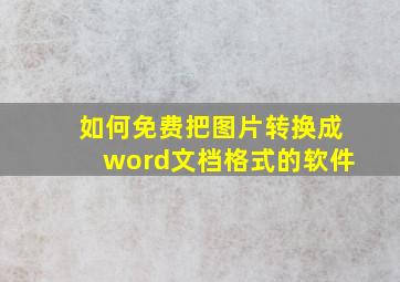 如何免费把图片转换成word文档格式的软件