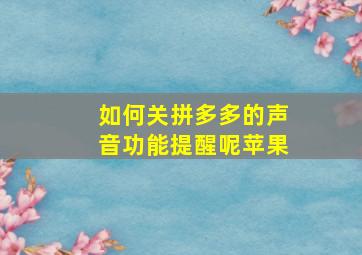 如何关拼多多的声音功能提醒呢苹果