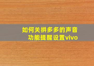 如何关拼多多的声音功能提醒设置vivo