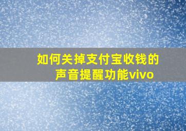 如何关掉支付宝收钱的声音提醒功能vivo