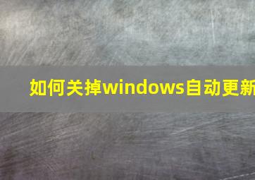 如何关掉windows自动更新