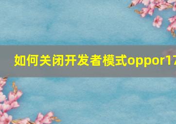 如何关闭开发者模式oppor17