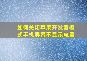 如何关闭苹果开发者模式手机屏幕不显示电量