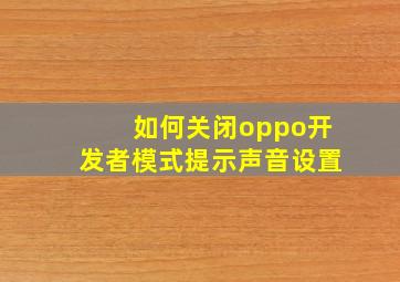 如何关闭oppo开发者模式提示声音设置