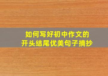 如何写好初中作文的开头结尾优美句子摘抄