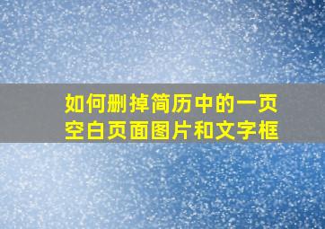 如何删掉简历中的一页空白页面图片和文字框