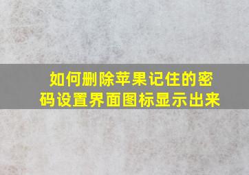 如何删除苹果记住的密码设置界面图标显示出来