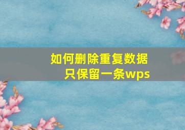 如何删除重复数据只保留一条wps