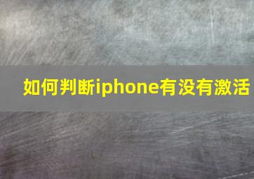 如何判断iphone有没有激活